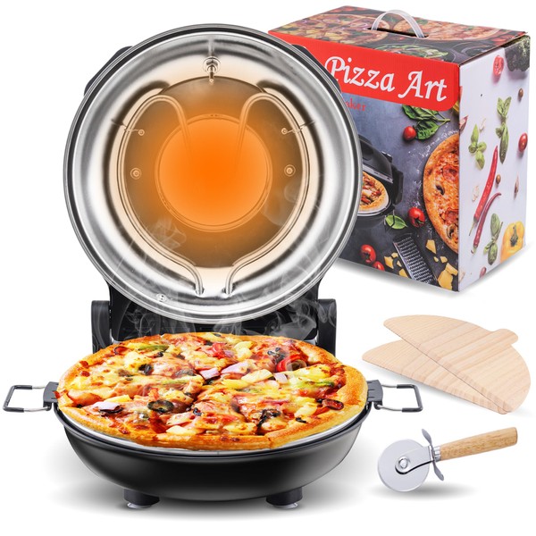Pizza Maker(Black), Pizza Oven,Indoor Portable Electric Pizza Oven,Portable Small Pizza