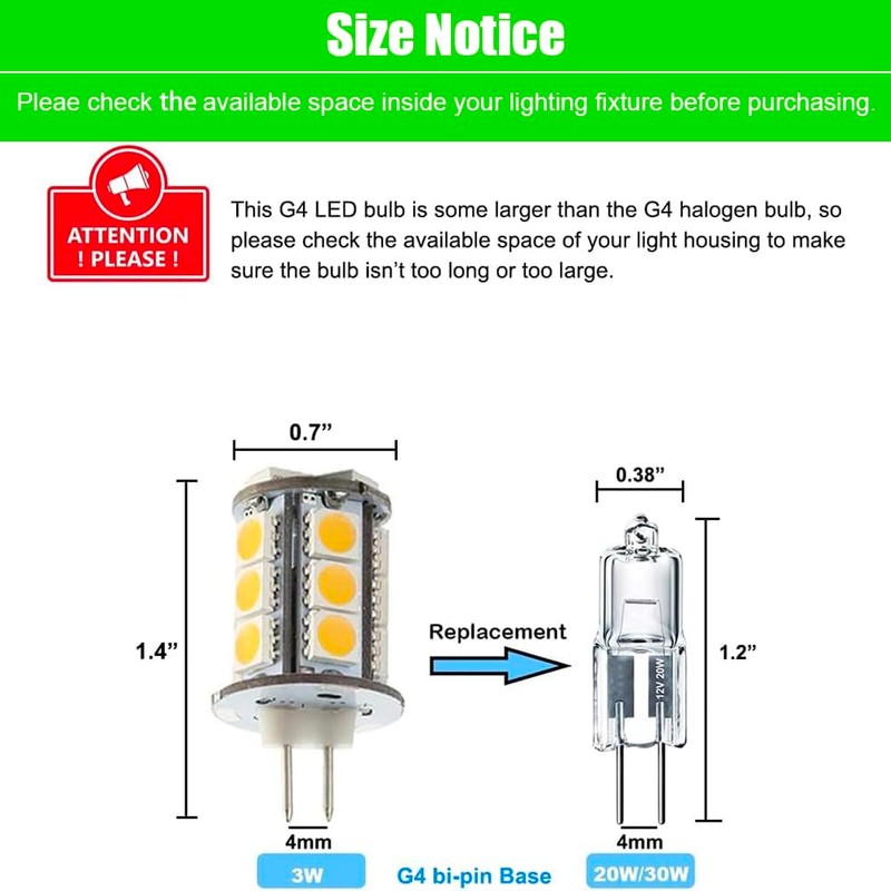 Makergroup T3 G4 Bi-pin LED Light Bulbs, 12VAC/DC Low Voltage