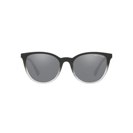 A|X ARMANI EXCHANGE Women's Ax4077sf Low Bridge Fit Oval Sunglasses, Black/Transparent Smoke/Light Grey Mirrored/Black, 56 mm