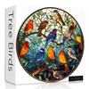 Stained Glass Puzzle Bird Puzzles for Adults 1000 Pieces, Round