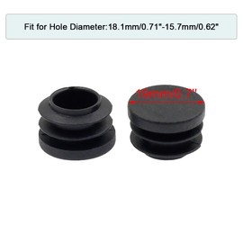 Suiwotin 12PCS 19mm (3/4 Inch) Round Plastic Plug, Round Black Plastic End Cap, Pipe Tubing End Cap, Furniture Finishing Plug Fits for 19/32" to 11/16" ID Tubing