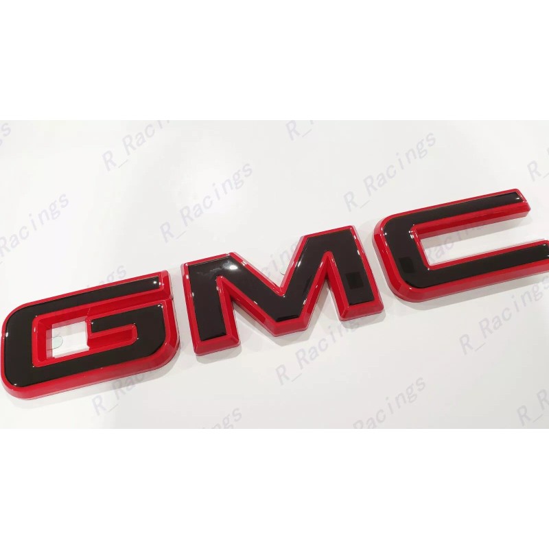 Auto Front Rear Gloss Red Black Emblem Overlay 2019+ GMC