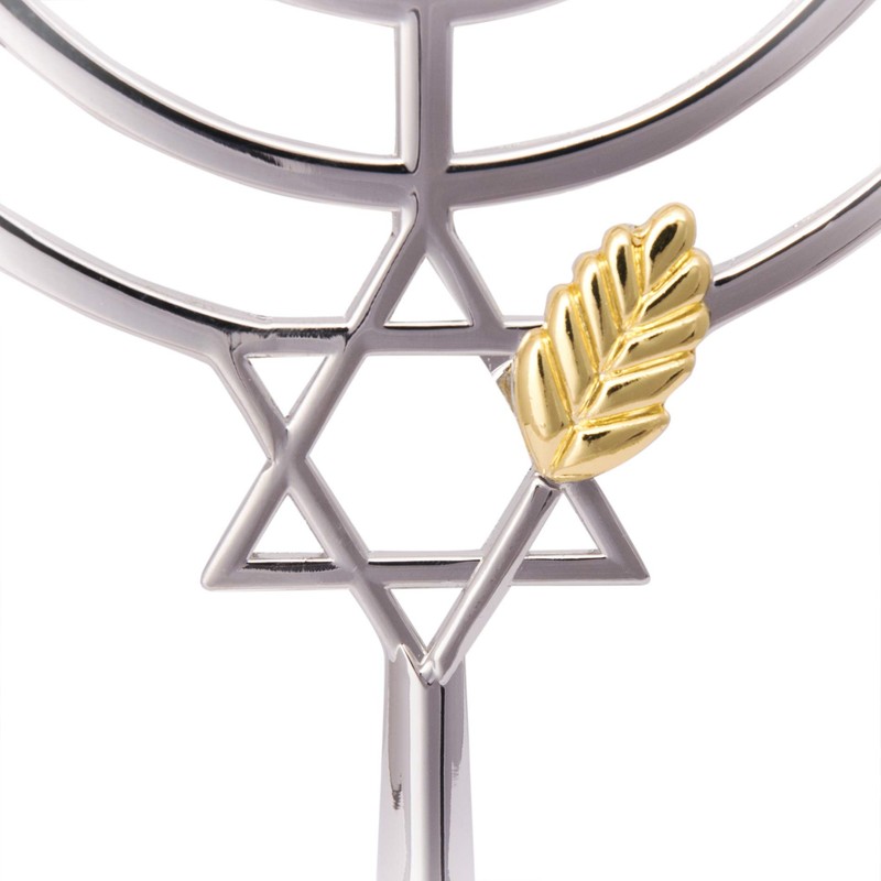 An Elegant Menorah with Star of David (Hanukkiah or Hanukkah