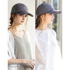 Loo&c Women's Hat, Large Size, Deep Cap, Cooling Sensation, UV Protection, UV Protection, 100% Cotton, Size Adjustable, All Seasons CAP, denim grey