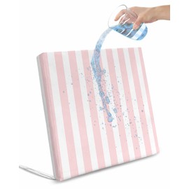 Homechoid Pink Stripes Indoor Outdoor Couch Cushion Covers Replacement 2 Pack, Farmhouse White Simple Vertical Striped Waterproof Chair Sofa Seat Cover with Ties 24x24x4