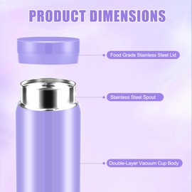 2 Pack Small Stainless Steel Water Bottle - 10oz Portable Insulated Water Bottle, Leak Proof Metal Water Bottle, Anti-slip Bottom, BPA-Free Double Wall Vacuum water bottle 2 pack for Coffee Juice