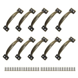 JINXM 10 Pcs Furniture Handles Door Handle Spacing Rustic Zinc Alloy Kitchen Barn Door Garden Shed (120mm)