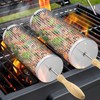 Rolling Grill Baskets,【2025Upgraded】 2Pcs Nesting Grilling Net with Removable Wooden