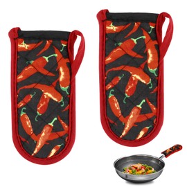 2PCS Hot Handle Covers Cast Iron Skillet Handle Covers Heat Resistant Hot Handle Holders Non-Slip Machine Washable Handle Mitts for Kitchen Baking Cooking BBQ Cookwares, Chili