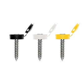 Number Plate Screws & Caps Kit 6PC Yellow Black White Caps With Screws