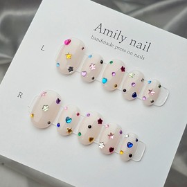Cutie Gemstone [Handmade Nail Tips] Emily Nail - Coffin / 큐티젬스톤 [수제네일팁] 에밀리네일 - 코핀
