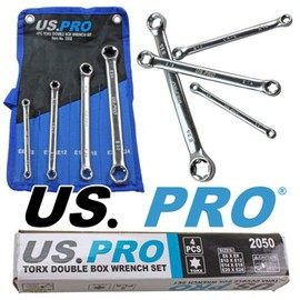US PRO Tools 4pc Double E-Torx/Female Tox Star Wrench Spanner Set E6 - E24 2050