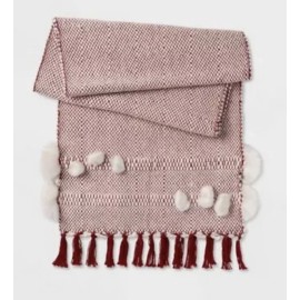 Opalhouse Extended Length Tassel Table Runner Red Pom Boho Christmas 18” X 90”