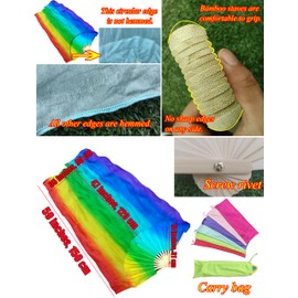 Winged Sirenny Pairs Worship Praise Fan Flag Streamers, Adjustable Colorful Belly Dance Silk Fan Veil 59" (150 cm) (blue moon)