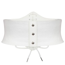 Women's Lace-up Corset Elastic Wide Belt, Tied Waspie Waist Belt for Women by WHIPPY, White, Fit Waist 26-29 Inches