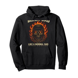 BIKER DAD - Skull Flames Motorcycle band Pullover Hoodie