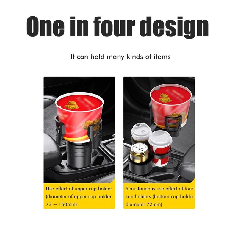 Multifunctional Car Cup Holder Expander Adapter with 360° Rotating Adjustable