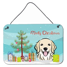 Caroline's Treasures BB1577DS812 Christmas Tree and Golden Retriever Wall or Door Hanging Prints Aluminum Metal Sign Kitchen Wall Bar Bathroom Plaque Home Decor, 8x12, Multicolor