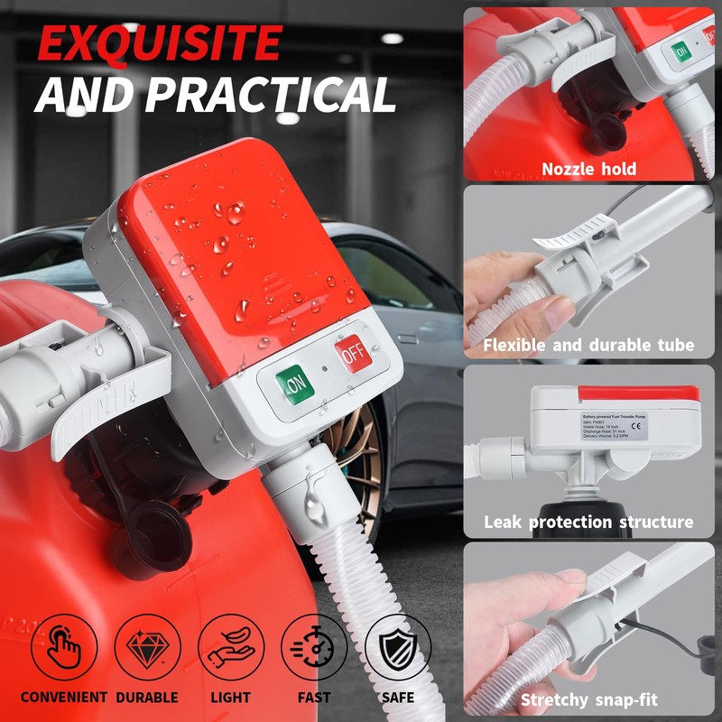 Wontolf Cordless Fuel Transfer Pump Battery Powered with Auto-Stop, Electric