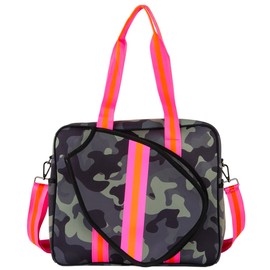 Queen of the Court - Brooklyn Pickleball Bag - Pickleball Bags Women, Pickle Ball Bag, Pickleball Case, Pickleball Tote Bag, Pickelball Bag, Cute Pickleball Bag (Olive Camo/Pink)