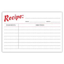 Cooking Index Cards, 40-Pack, Size 4x6, Compatible With Most Recipe Boxes, Home Gift for Kitchen