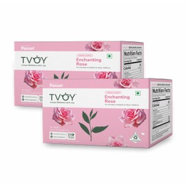Natural Rose Green Tea, 40 Pyramid Tea Bags, Biodegradable Delightful Rose Flavor Teabags, 100% Whole Leaf Green Tea, Delightful Falvorful Tea, Individually Wrapped Low Caffiene Pyramid Tea Bags