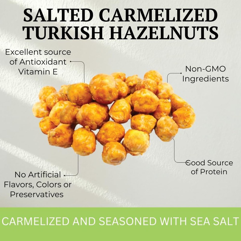Otto Nuts - Salted Caramelized Turkish Hazelnuts, Non-GMO Naturally Vegan
