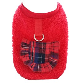 Petitebelle Plaid Fleece Puppy Dog Sweater (Red, X-Small)