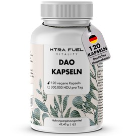 DAO Capsules 120 Pieces (High Dose) - 300,000 HDU per Daily Dose - DAO Enzyme from Pea Protein - Vegan & Laboratory Tested