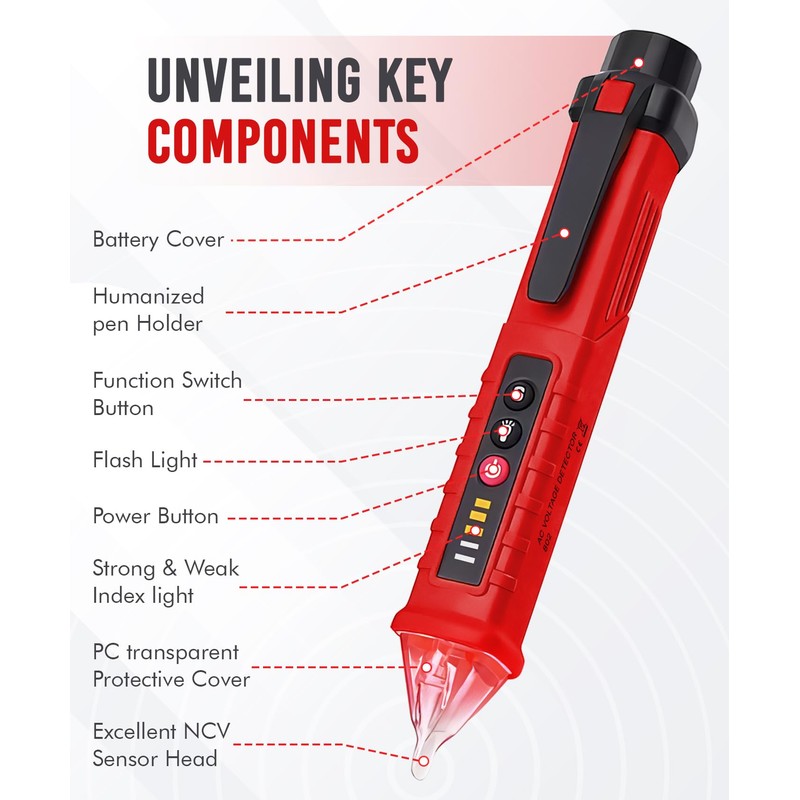 NEW LEADER Voltage Tester Pen, Adjustable Sensitivity NCV Volt Stick,