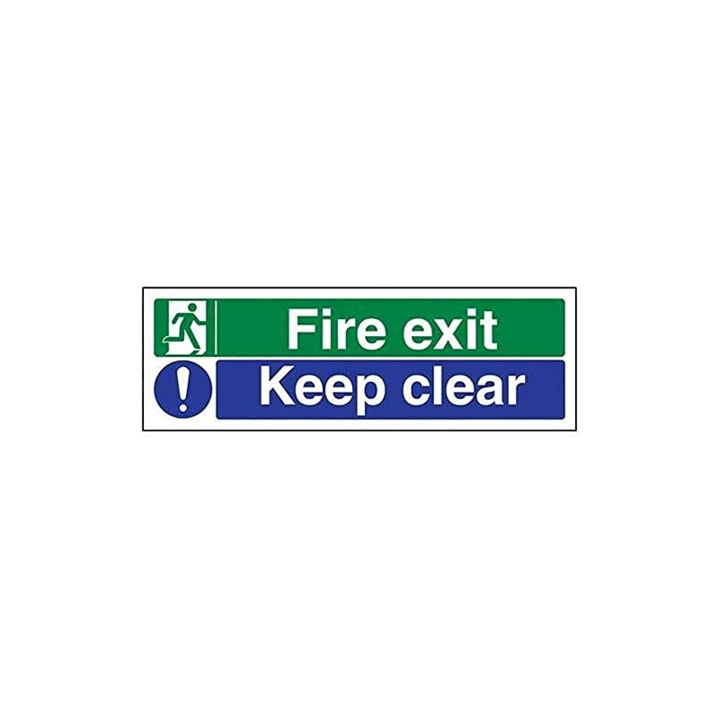 V Safety Fire Exit/Keep Clear Sign - Landscape - 300mm