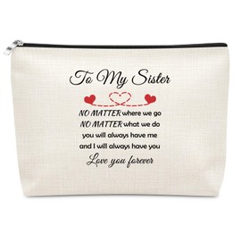Sisters Gifts from Sister Makeup Bag Unique Sisters Presents Ideas for Birthday Christmas Valentines Graduation Wedding Friend Gift for Step Bonus Sis Sister In Law Women Her Cosmetic Bag