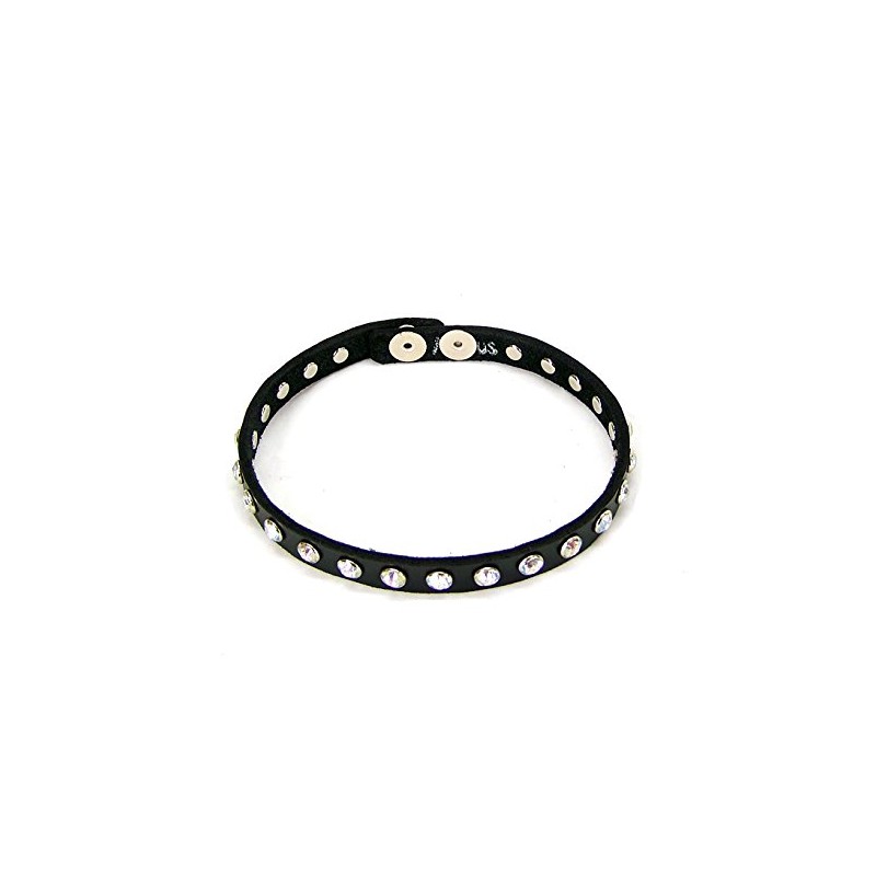 Leather Rhinestone Choker (Large)