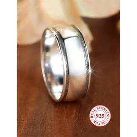 S925 Sterling Silver Vintage Ring with Box, Fashion Jewelry Accessories for Men & Women for Party, Daily Clothing Decor, Trendy All-match & Exquisite Jewelry for Anniversary Gift Wedding Ring - Color: Silver, Size: 10