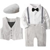 mintgreen Baby Boy Formal Straps Suit with Hat, Light Grey,
