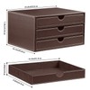 PU Leather Desktop Organizer with Drawers,3 Drawer Office Desk Organizer,Desktop