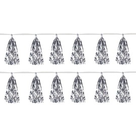 Beistle Metallic Tassel Garland, 9¾" x 8', Silver