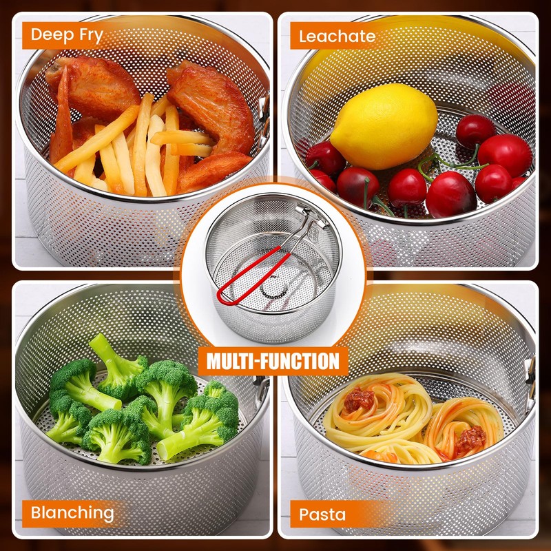 Patelai 3 Pcs Pasta Strainer 5.5" 6.3" 7.1" Metal Noodle