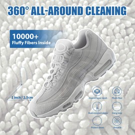 elook Shoe Washing Machine Bag, Reusable Trainer Sneaker Laundry Shoe Bag for Washing Machine, Shoe Cleaning Bag for All Shoe Types And Sizes - 39 x19 cm/White Grey