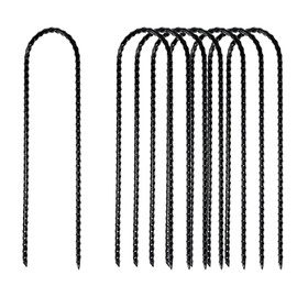 Crastilior 12" Pack of 8 Trampoline Stakes Anchors High Wind Ground Anchors Heavy Duty Ground Stakes U Shape Black Spray Coating Steel Trampoline Accessories (Black)