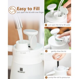 Meshpot 0.4 Gallon Garden Pump Sprayer, Easy to Fill with One Finger, 50 oz Small Water Sprayer Provide 3 Spraying Patterns, Handheld Weed Sprayer with Pressure Release Valve (1.5L White)