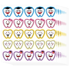 300 Pcs Tooth Stickers Funny Teeth Sticker Tooth Shaped Dental Stickers for Kids Classroom Party Prizes Car Office Wall Laptop Windows, 5 x 5 cm, 5 Designs