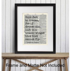 Inspirational Quote Wall Art - Unique Gift for Langston Hughes Fans, Black African Americans, Women - Motivational Decor, Home Decoration for Bedroom, Living Room, Office, Bathroom -8x10 Picture Print