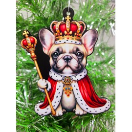 French Bulldog Royalty King Themed Christmas Ornament