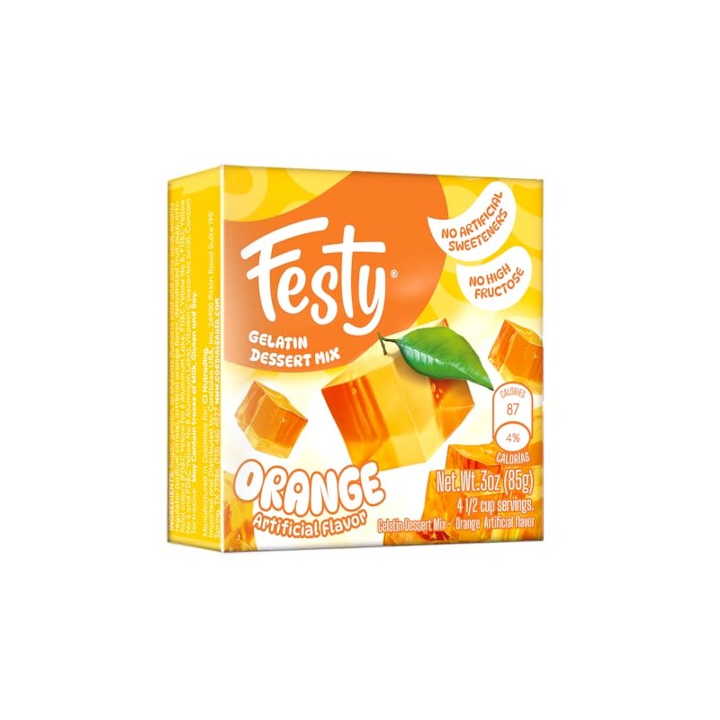 Festy Orange Gelatin Dessert Mix, 3 oz