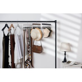 StorageWorks Hat Rack, Closet Organizer and Storage for Baseball Caps,Set of 2 with 10 Adjustable Stainless Steel Clips, Fits All Caps, Black