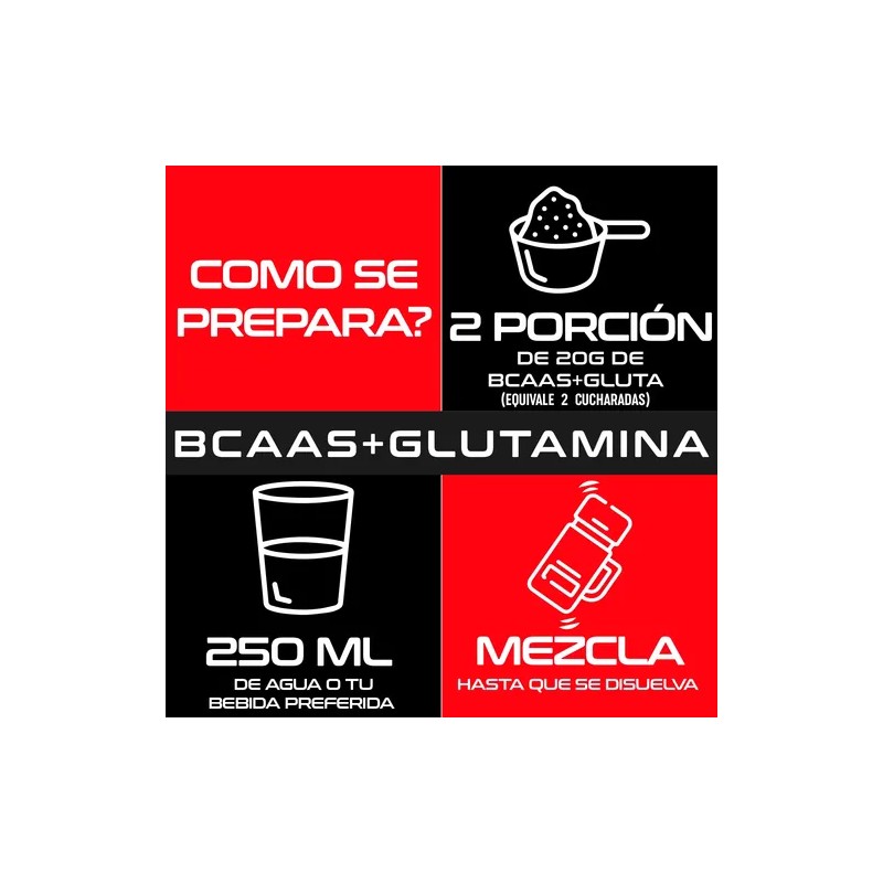 Aminoacidos Bccas + Glutamina Maximo 1 Kg Varios Sabores