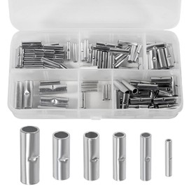 100Pcs Non Insulated Butt Connectors Kit Butt Splice Connectors 24-8 AWG Uninsulated Crimp Wire Connector Electrical Seamless Crimping Terminals Wire for Electrical Wire Splice DIY Cars Boats