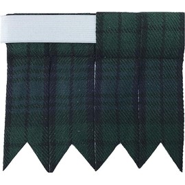 H HIGHLAND REDSTONE Kilt Flashes for Men's Accessory With Heavy Buckle Adjusters, Plain & Tartan Hose Flashes (Black Watch)