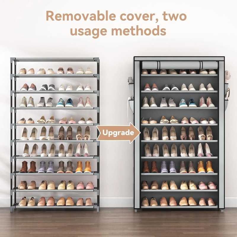 LANTEFUL 10-Tier Shoe Rack Organizer 40 Pair Tall Shoe Shelf